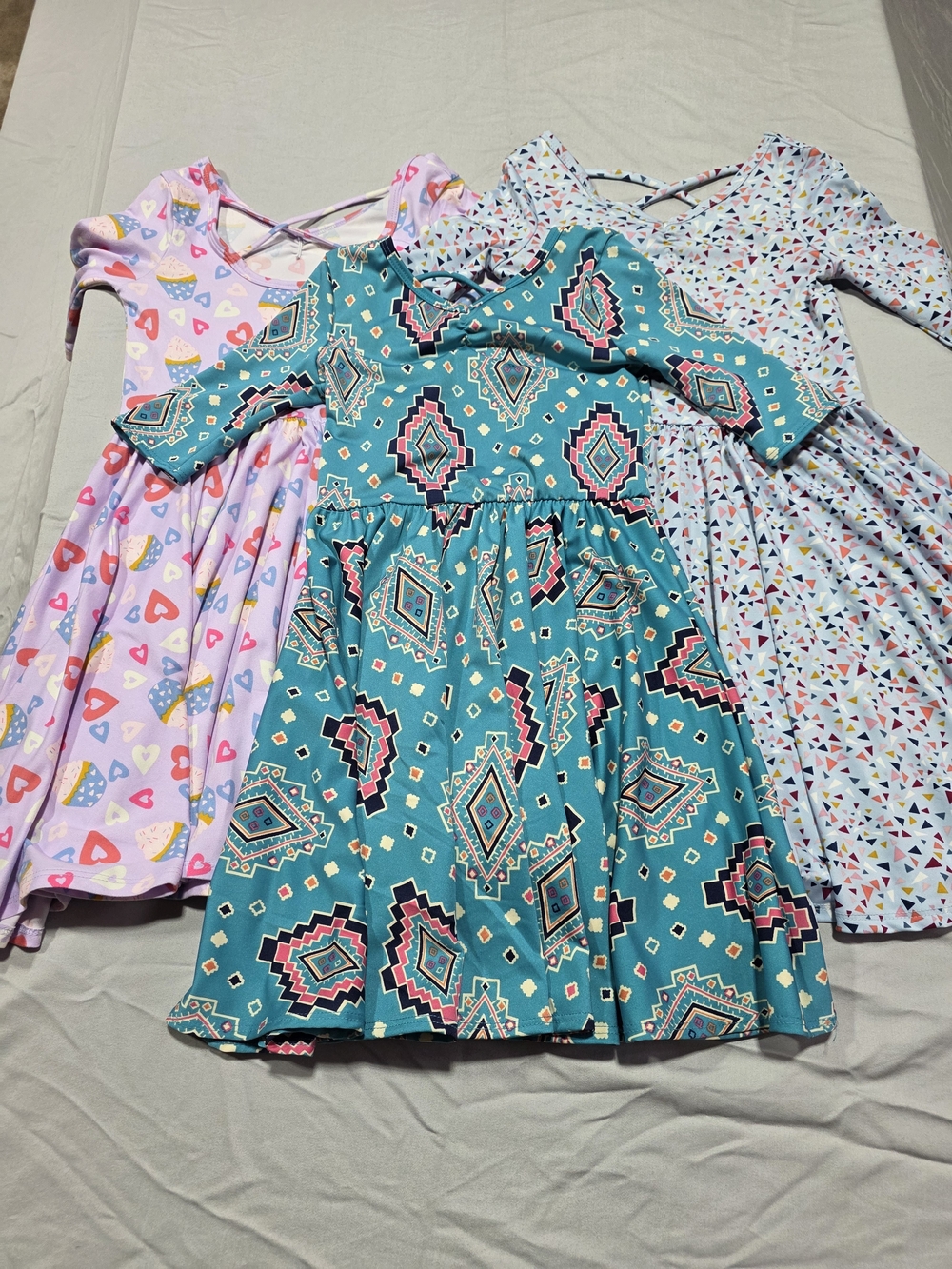 Dot Dot Smile Kids Teal Aztec Print Dress With 2 More Back To School Bundle